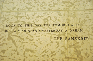 One of the many quotes on the walls inside the Peace Chapel